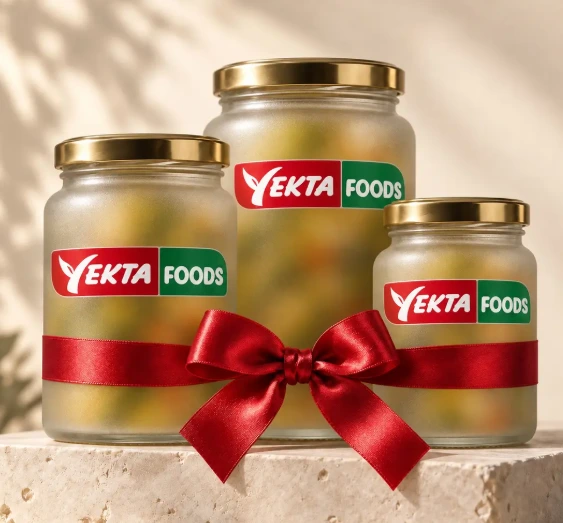 Jars of mixed pickles and preserves